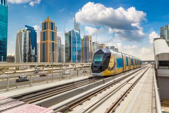 New modern tram in Dubai, United Arab Emirates