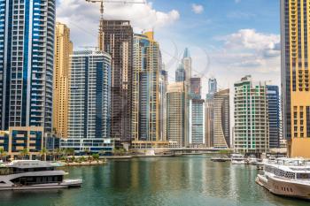 Dubai Marina in a summer day in Dubai, United Arab Emirates