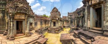 Panorama of Banteay Samre temple in complex Angkor Wat in Siem Reap, Cambodia in a summer day