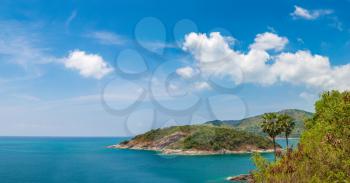 Panorama of  Phromthep Cape at Phuket in Thailand in a summer day