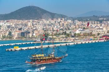 Ship in Kusadasi, Turkey in a beautiful summer day