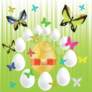 colorful illustration with easter eggs and butterflies  for your design