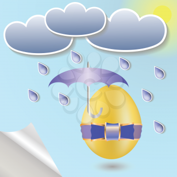 colorful illustration with  easter eggs and umbrella  for your design