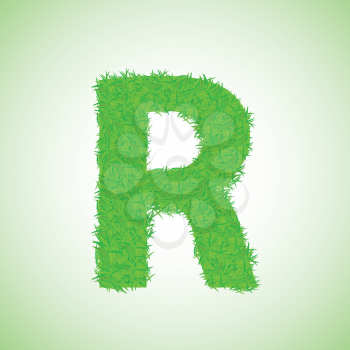 colorful illustration with grass letter on a green background for your design