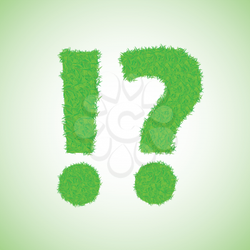 colorful illustration with grass question mark on a green background for your design