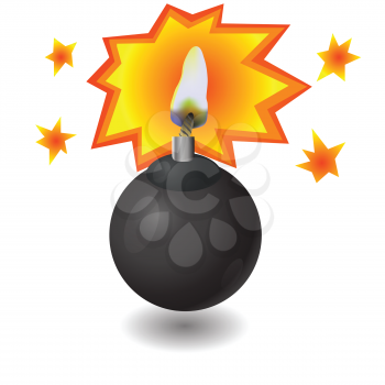 colorful illustration with black bomb for your design
