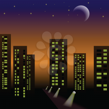 colorful illustration with night city for your design