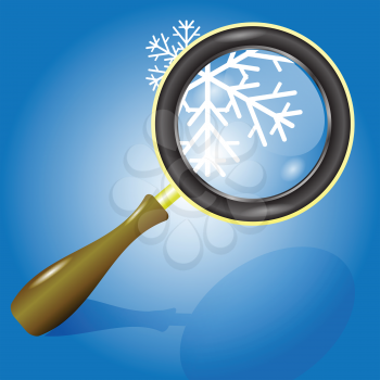 colorful illustration with  snow flake and magnifying glass for your design