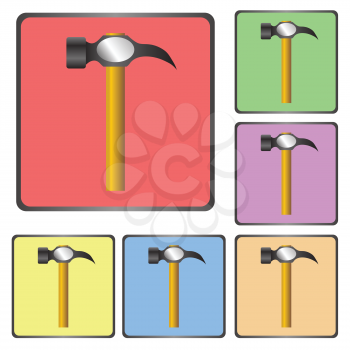 colorful illustration with hammer icon for your design