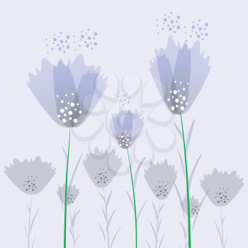 colorful illustration with blue flowers  for your design