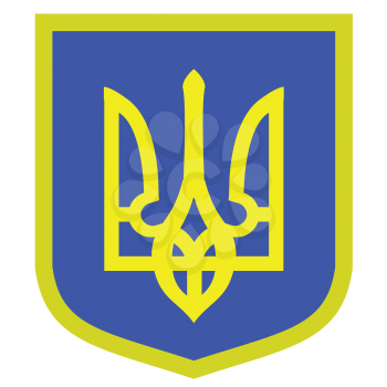 colorful illustration with Coat of Arms of Ukraine on a white background