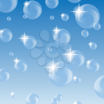colorful illustration with  bubbles  on a blue sky background