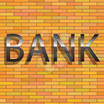 colorful illustration with bank sign on a brick background