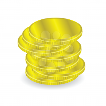colorful illustration with gold coins on a white background