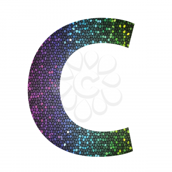 colorful illustration with letter C of different colors on a white background