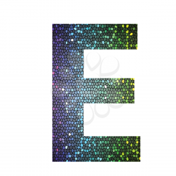 colorful illustration with letter E of different colors on a white background
