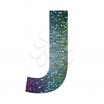 colorful illustration with letter J of different colors on a white background