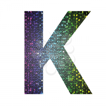 colorful illustration with letter K of different colors on a white background