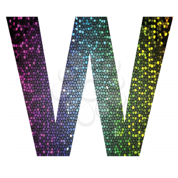 colorful illustration with letter W of different colors on a white background