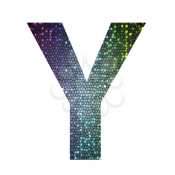 colorful illustration with letter Y of different colors on a white background