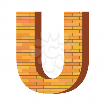 colorful illustration with brick letter U  on a white background