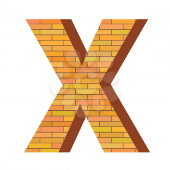 colorful illustration with brick letter X  on a white background