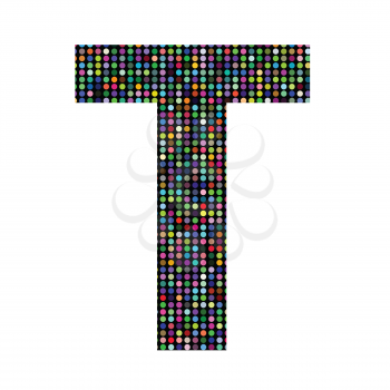 colorful illustration with multicolor letter T on  a white background