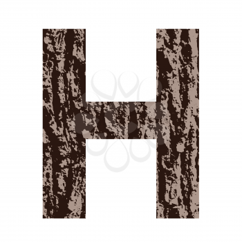 colorful illustration with letter H made from oak bark on  a white background