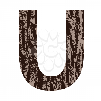 colorful illustration with letter U made from oak bark on  a white background