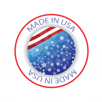 colorful illustration made in USA label on a white background