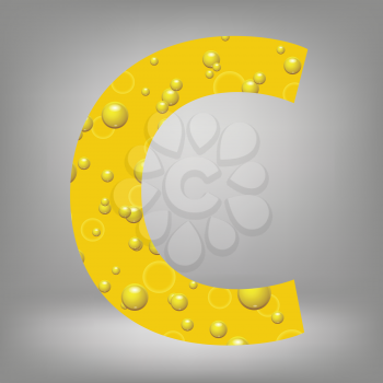 colorful illustration with beer letter C on a grey background