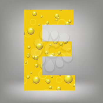 colorful illustration with beer letter E on a grey background