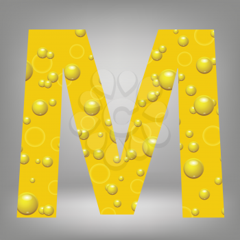 colorful illustration with beer letter M on a grey background