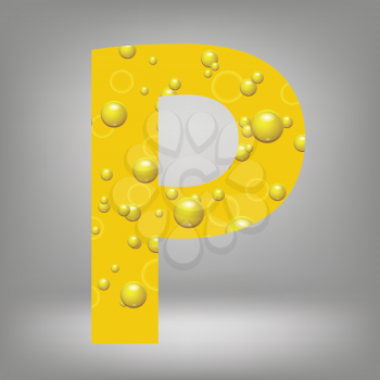 colorful illustration with beer letter P on a grey background