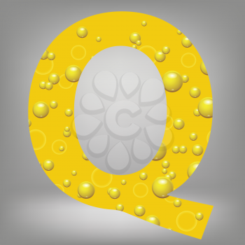 colorful illustration with beer letter O on a grey background