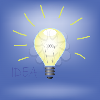 colorful illustration with idea bulb on a blue  background