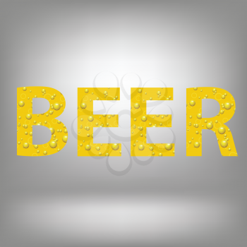 colorful illustration with beer letters on a grey  background