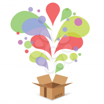colorful illustration with  gift box on a white background