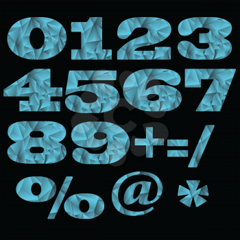 illustration  with set of numbers  on black background