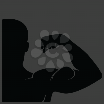  illustration  with strong man silhouette on grey background