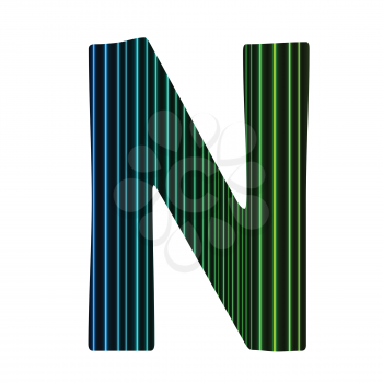 colorful illustration  with  neon letter N  on white background