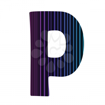 colorful illustration  with  neon letter P  on white background
