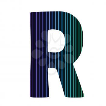 colorful illustration  with  neon letter R  on white background