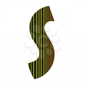 colorful illustration  with  neon letter S  on white background