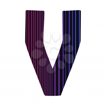 colorful illustration  with  neon letter V  on white background