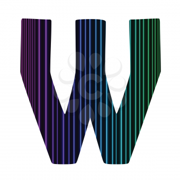 colorful illustration  with  neon letter W  on white background