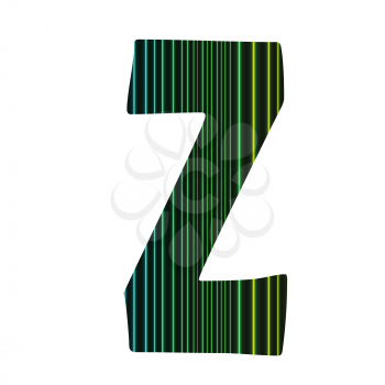 colorful illustration  with  neon letter Z  on white background