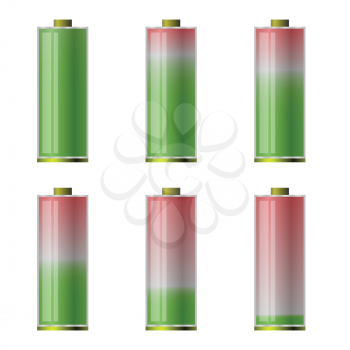 colorful illustration  with battery icons on white  background