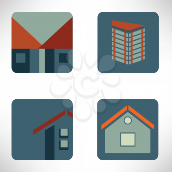 illustration  with real estate icons on white  background