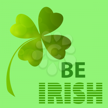 Four- leaf clover - Irish shamrock St Patrick's Day symbol. Useful for your design. Green  clover labels. St. Patrick's day clover icon  on green background.